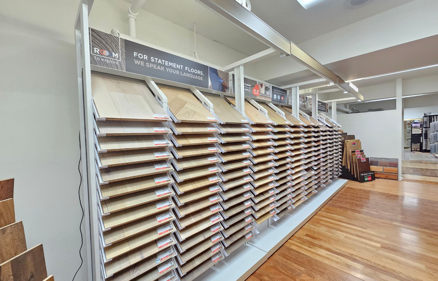 hardwood flooring display at Bartletts' Home Interiors