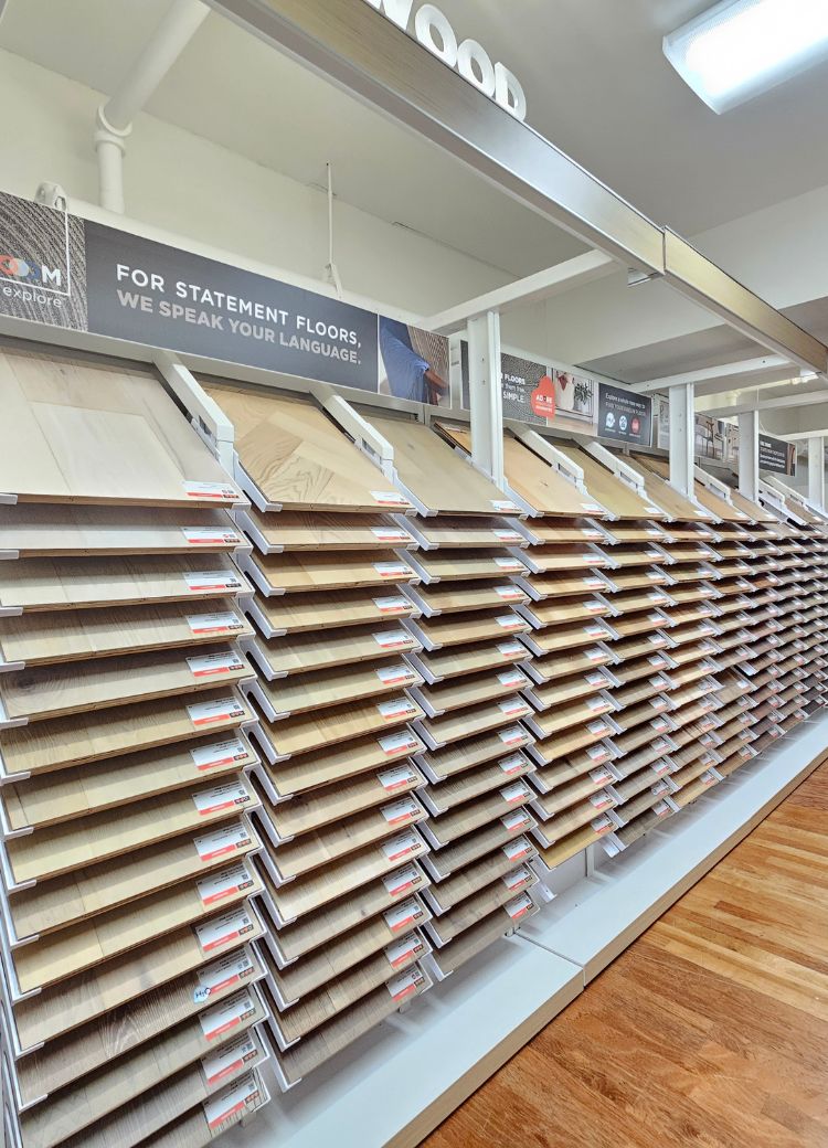 hardwood flooring display at Bartletts' Home Interiors