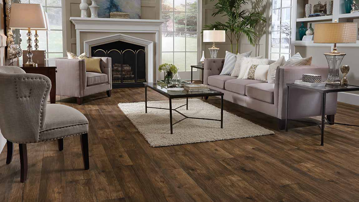 Laminate flooring in living room, installation services available