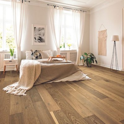 hardwood flooring in a bright Charlevoix, MI, bedroom